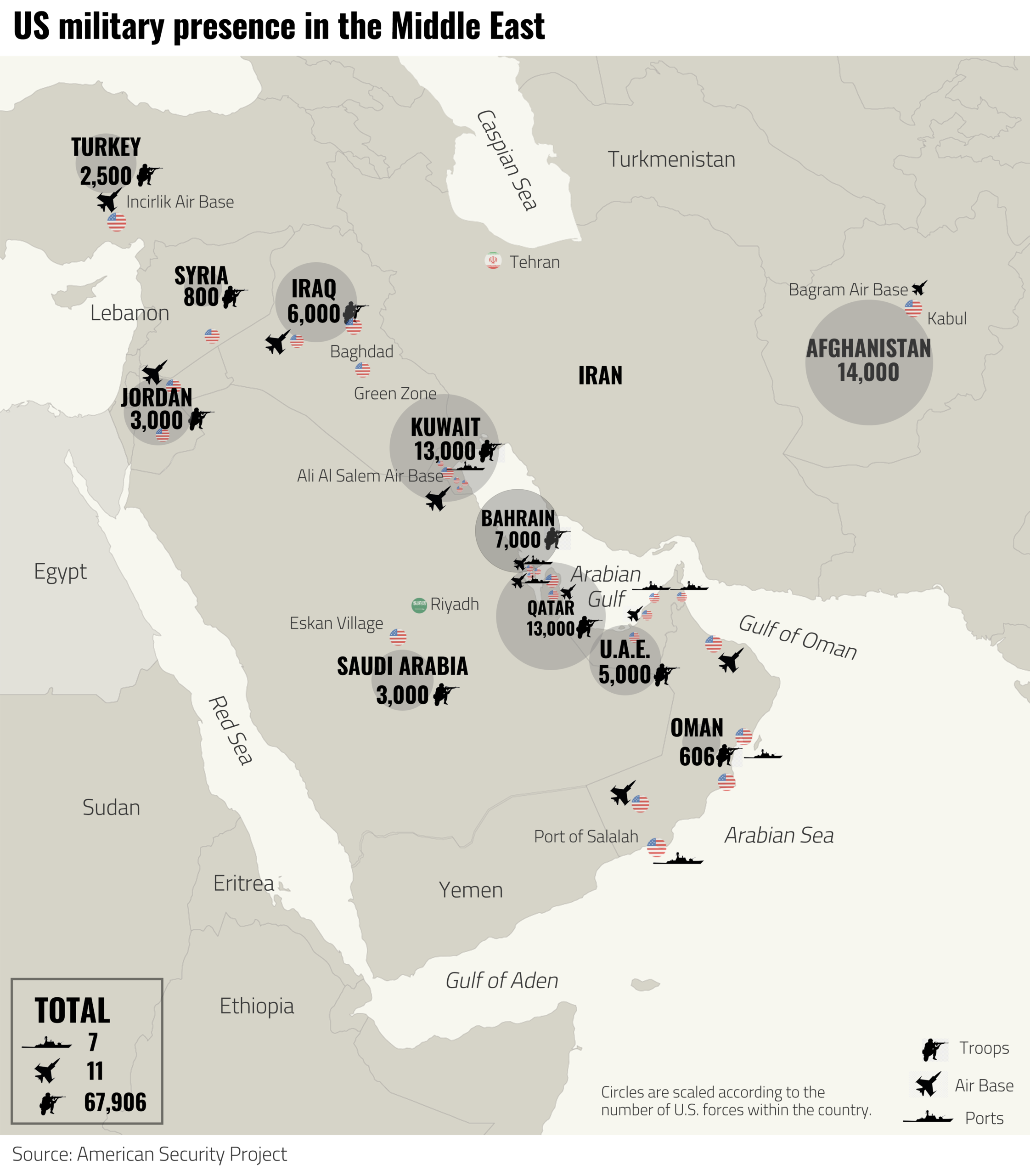 Infographic US troops across the Middle East