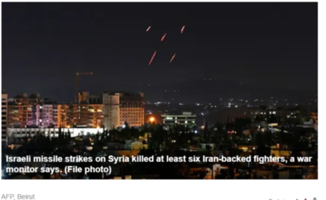 Israeli strikes on Syria kill six Iran-backed fighters: Monitor