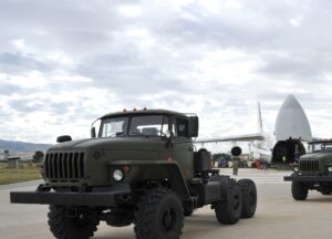 First parts of a Russian S-400 missile defense system are seen after unloaded from a Russian plane at Murted Airport, known as Akinci Air Base, near Ankara, Turkey. (File photo: Reuters)