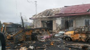 A view shows burnt vehicles and a damaged building on the outskirts of Shusha (Shushi) in the region of Nagorno-Karabakh. (File photo: Reuters)