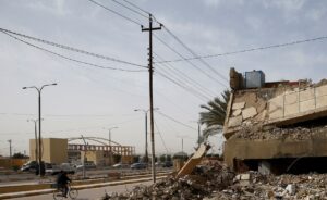 A building destroyed during past fighting with ISIS militants is seen in Fallujah, Iraq February 3, 2021. (Reuters)