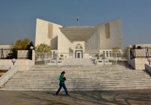 The Supreme Court, in Islamabad, Pakistan, where the appeal hearing in the Daniel Pearl murder case was held on January 28, 2021. (AP)