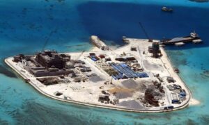 Construction at the disputed Spratley Islands in the south China Sea by China. 