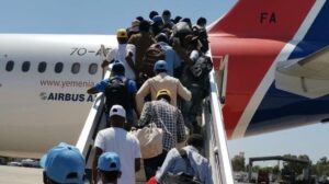 African migrants transported out of Yemen on a UN-sponsored flight. (Supplied)