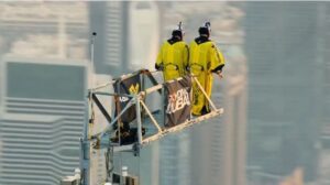 Vince Reffet and Fred Fugen, professional BASE jumpers, performed two base jumps from the top of the 828-meter Burj Khalifa. (Photo courtesy: Gulf News)