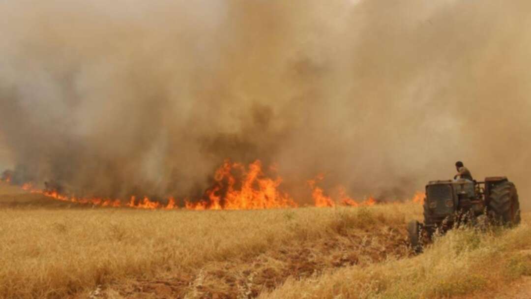 النظام السوري يقصف سهل الغاب.. والحرائق تلتهم محصول القمح