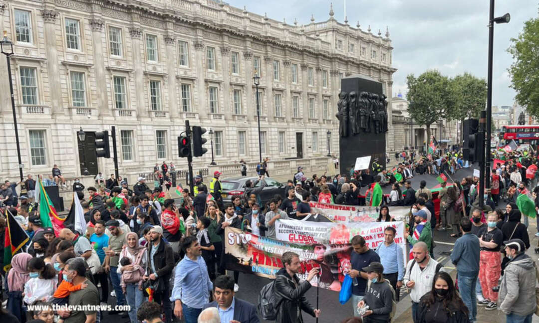 مظاهرة ضد حركة طالبان في لندن أمام مجلس الوزراء البريطاني