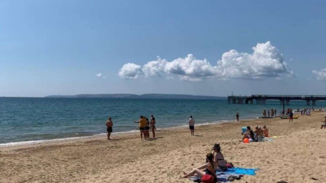 Beach-goers in Bournemouth, England, leave the sea after 'large animal' spotted