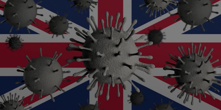 corona with UK flag