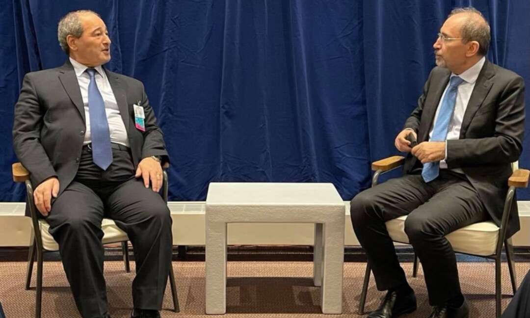 لقاء وزير الخارجية النظام السوري،فيصل المقداد، مع نظيره الأردني، أيمن الصفدي، في نيويورك - 22  أيلول 2021 / الخارجية السورية   