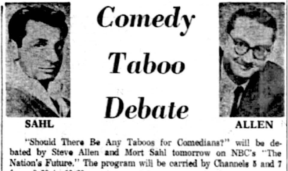 Comedy taboo debate-December 1960/Facebook