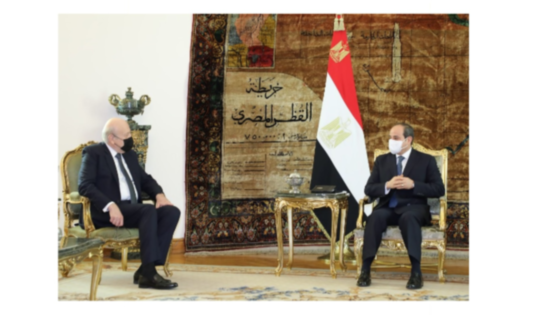 الرئيس المصري يستقبل رئيس الوزراء اللبناني نجيب ميقاتي