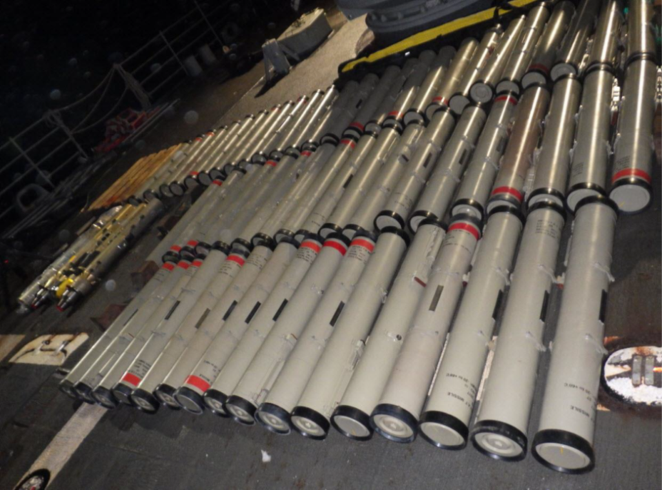 ضبطت السلطات الأمريكية في 9 شباط / فبراير 2020 ، ثلاثة صواريخ أرض - جو من نوع "358" (أعلاه) و 150 صاروخاً من نوع "دحلوية" مضاد للدبابات / وزارة العدل الأمريكية