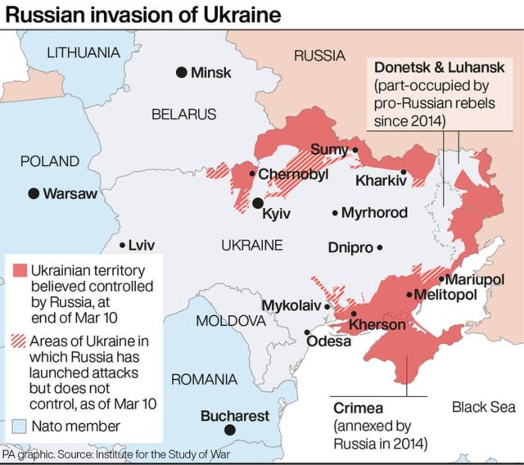 خريطة ميدانية للعمليات العسكرية في أوكرانيا 12 فبراير