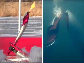 بكين تشغل أول تتابع للشعلة الأولمبية تحت الماء بين روبوتين (فيديو)