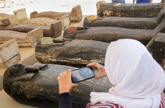 Egypt displays trove of newly unearthed ancient artifacts near Cairo