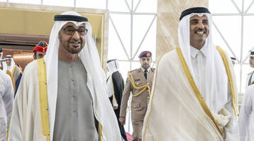محمد بن زايد يستقبل أمير قطر  لحضور اللقاء الأخوي التشاوري